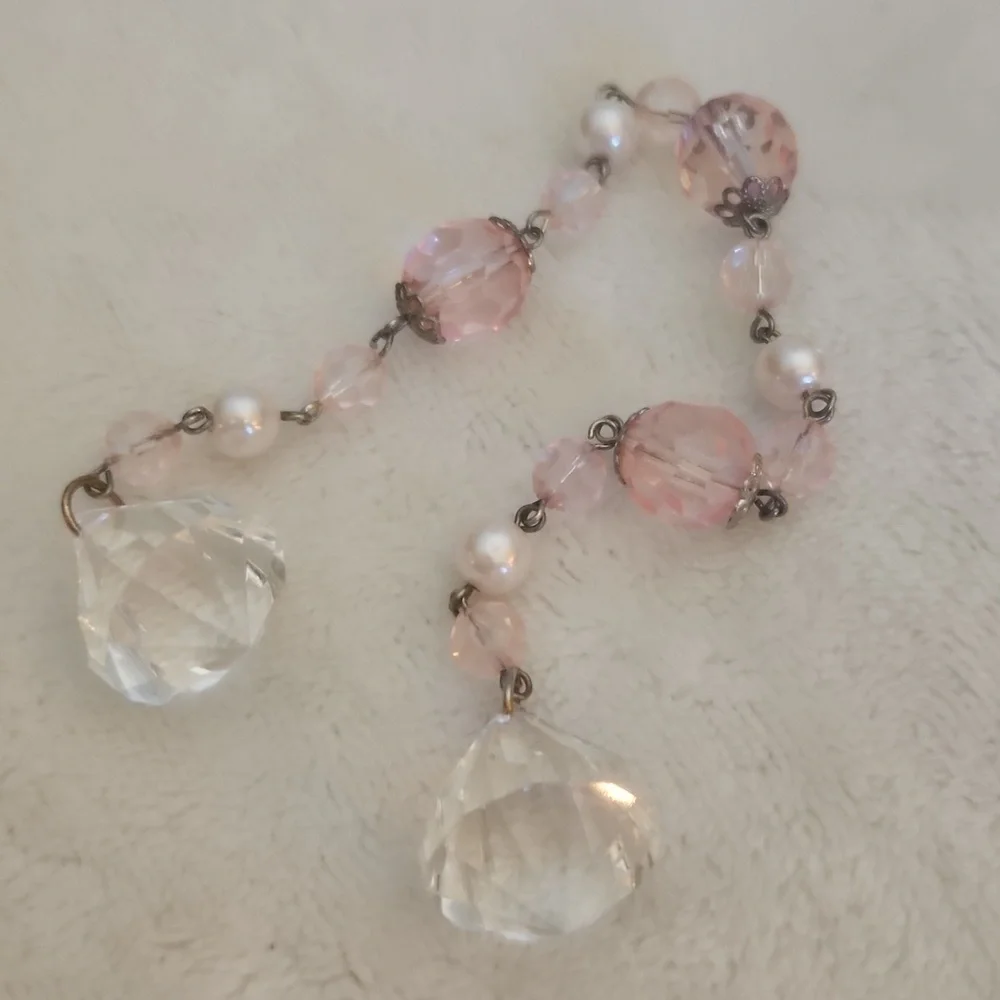 3/$30 Acrylic Pink Pearl Beaded Pendulum Suncatcher Car Mirror Ornament - Picture 4 of 4